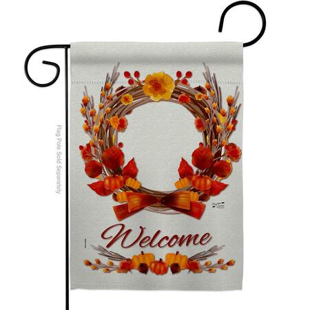 PATIO TRASERO 13 x 18.5 in. Harvest Wreath Garden Flag with Fall & Autumn Double-Sided Decorative Vertical Flags PA3870261